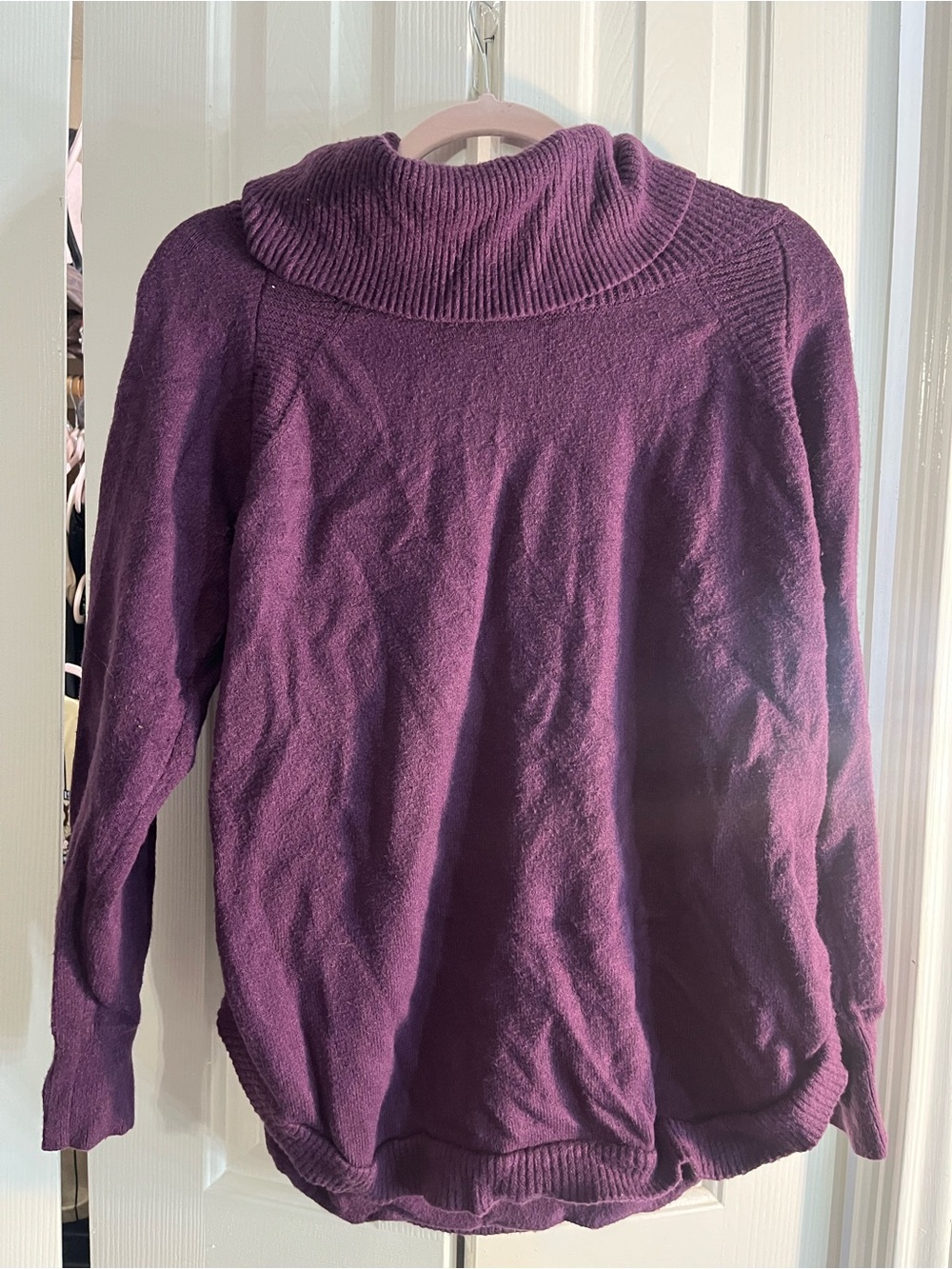 Time and Tru Plum Cowl Neck Sweater